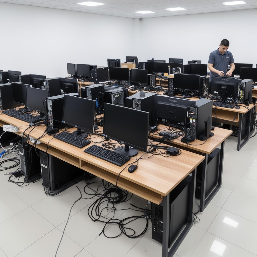 Computer lab equipment being installed